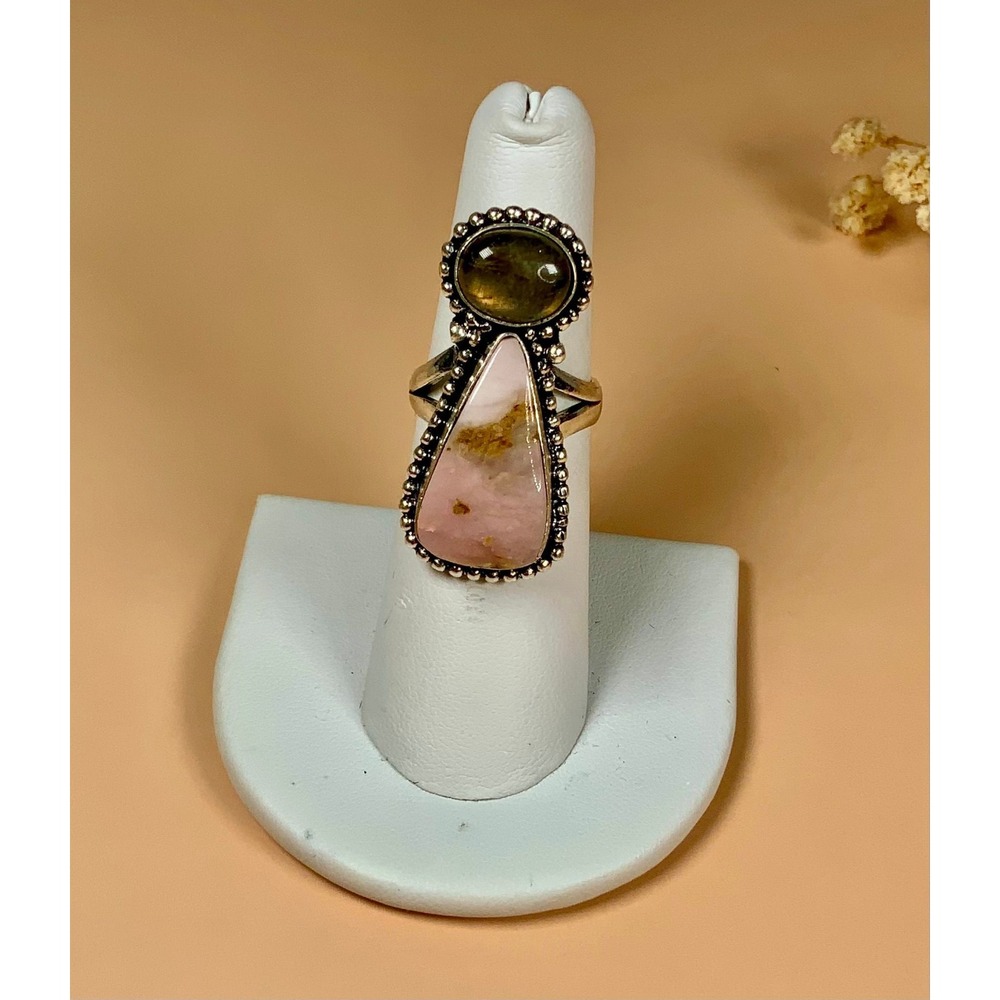 💖🖤✨ Pink Opal & Labradorite Statement Ring ✨🖤💖‎